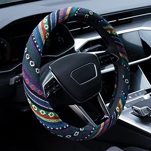 Limsas Boho Steering Wheel Cover Elastic Microfiber for Women Universal Fit 15 inch Car SUV Hippie Style Protector Cover AntiSlip Breathable Absorbing Sweat 02 - Image 1