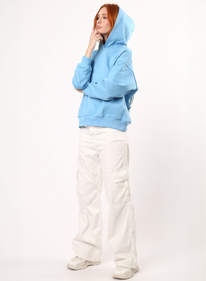 RAVIN Sky Blue Loose Hoodie with Front & Back Print  - Image 5