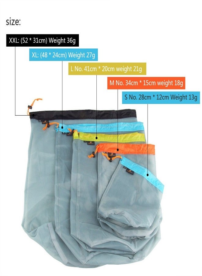 FILFEEL Mesh Stuff Sack Light weight Nylon Mesh Drawstring Storage Bag for Travelling Hiking Camping Stuff Storage(XL) - Image 5