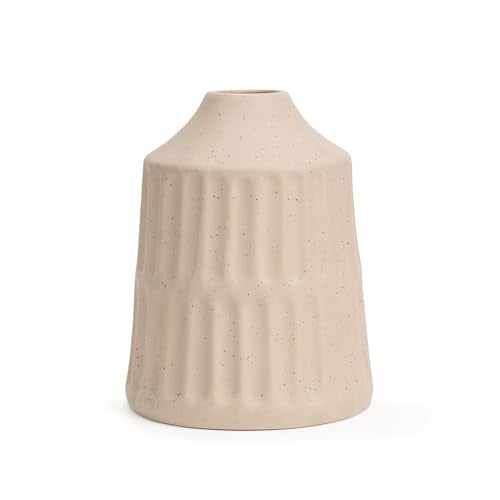 Shay Carving Ceramic Vase, Large, Off White | Ceramic Vases for Home Decor - Image 1