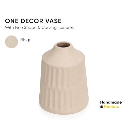 Shay Carving Ceramic Vase, Large, Off White | Ceramic Vases for Home Decor - Image 2