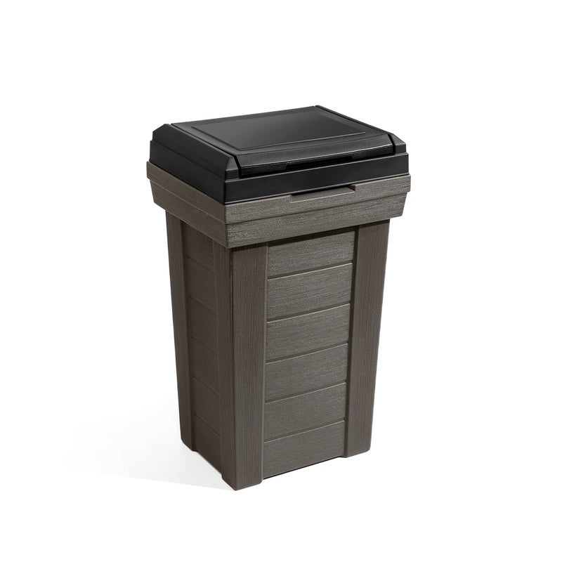 Step2 Lakewood Garbage Container Dark Cedar IndoorOutdoor Refuse Container Large Capacity Garbage Receptacle Decorative Trash Can with Lid Ideal for Patio Kitchen Pool Storage and More