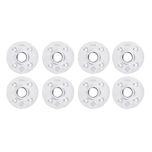 PIPE DECOR 3/4 in. Floor Flange, Authentic Galvanized Malleable Iron, 8 Pack, for DIY Pipe Shelving and Furniture Building - Image 1