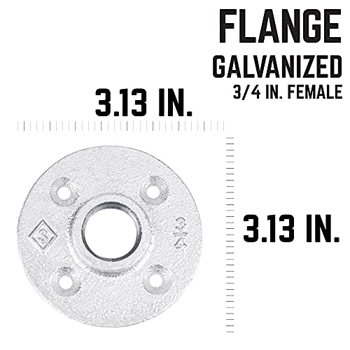 PIPE DECOR 3/4 in. Floor Flange, Authentic Galvanized Malleable Iron, 8 Pack, for DIY Pipe Shelving and Furniture Building - Image 3