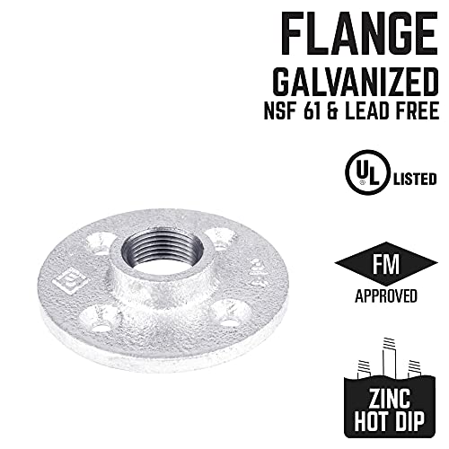 PIPE DECOR 3/4 in. Floor Flange, Authentic Galvanized Malleable Iron, 8 Pack, for DIY Pipe Shelving and Furniture Building - Image 2