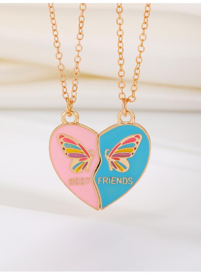 New Friendship Necklace Women's Alloy Love Rainbow Necklace Set European And American Personality Good Friend Clavicle Chain
