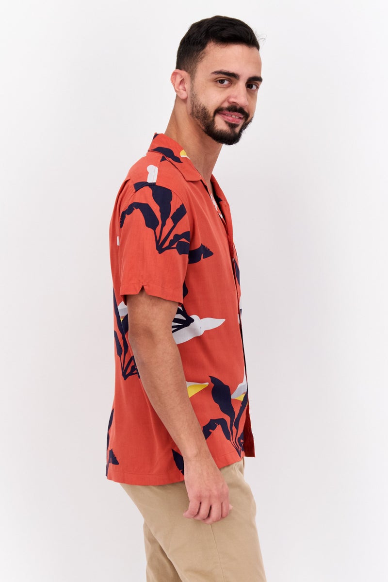 Jachs New York Men Regular Fit Allover Print Short Sleeve Casual Shirt, Red Combo - Image 2