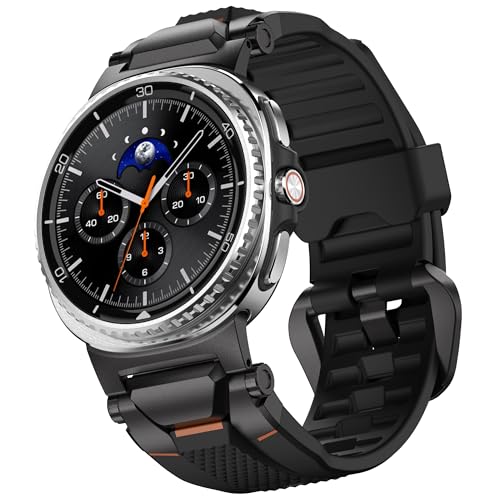ULTIMAL Rugged TPU Sport Band ONLY for Samsung Galaxy Watch 8 Classic Galaxy Watch 8 404446mm Replacement Strap with Secure Connector Waterproof SweatResistant Fit 6289BlackBlack - Image 1