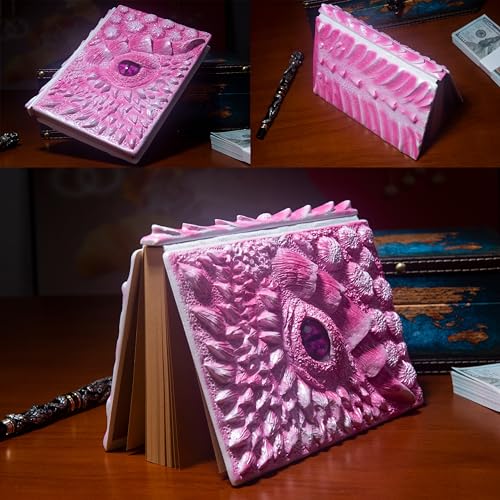 LZlightactor 3D Dragon Eye Embossed Journal,Resin Engraving Notebook,Dnd notebook for Dragon Lovers ，Blank Paper,Hardcover Travel Notepad for Writing,Sketchbook,Collection,Gift,Decoration A4 and A5 Size (A5-Rose) - Image 4