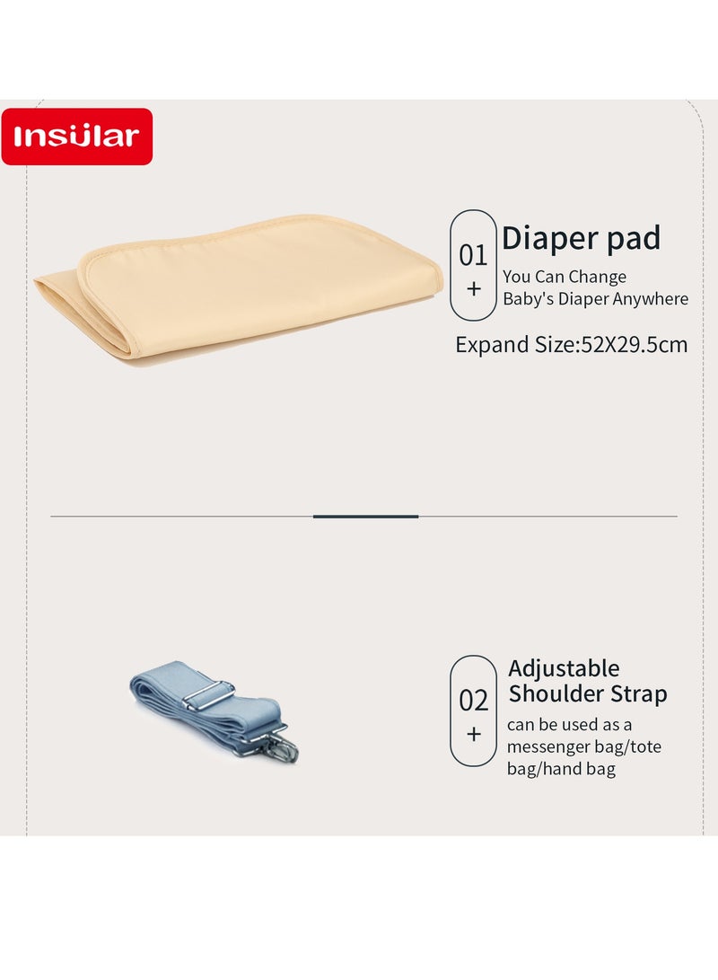 insular Diaper Bag, Portable Baby Mom Bag,  Waterproof, Foldable Crib with Stroller Straps, Changing Pad, Travel Friendly - Image 3
