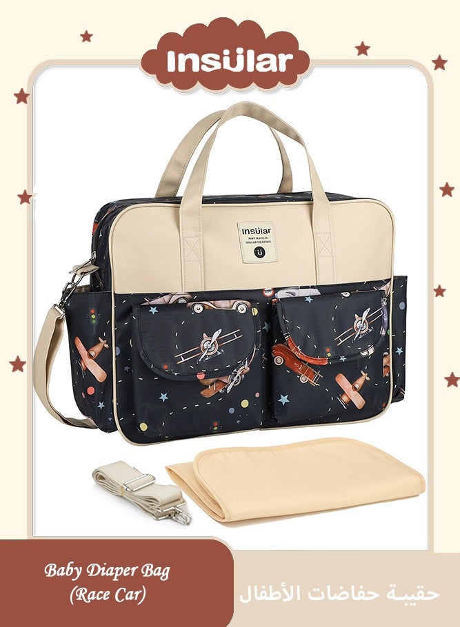 insular Diaper Bag, Portable Baby Mom Bag,  Waterproof, Foldable Crib with Stroller Straps, Changing Pad, Travel Friendly - Image 1