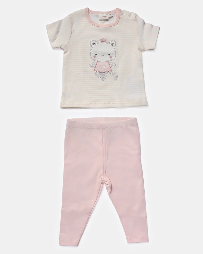 REDTAG Pink Set Of Grower, Bodysuit, Bib, Hat And Mittens