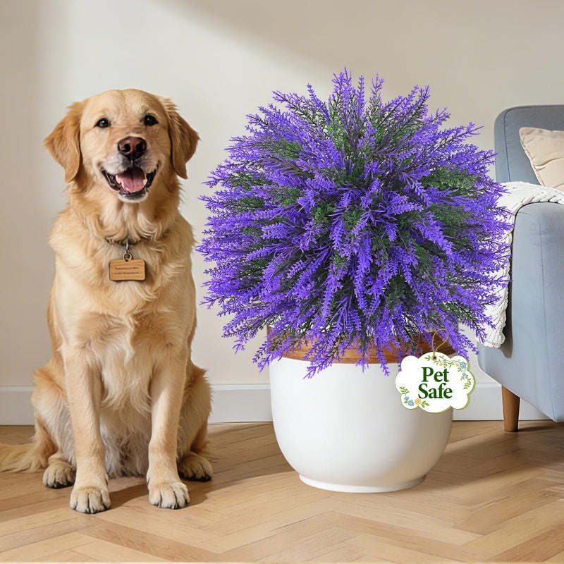 Dolicer 2 Sets Artificial Topiary Ball Trees for Outdoor, 22Inches Lavender Fake Bushes Plants with Ground Spike, Large UV Resistant Artificial Shrubs for Garden Front Yard Porch Patio Home Decor - Image 5