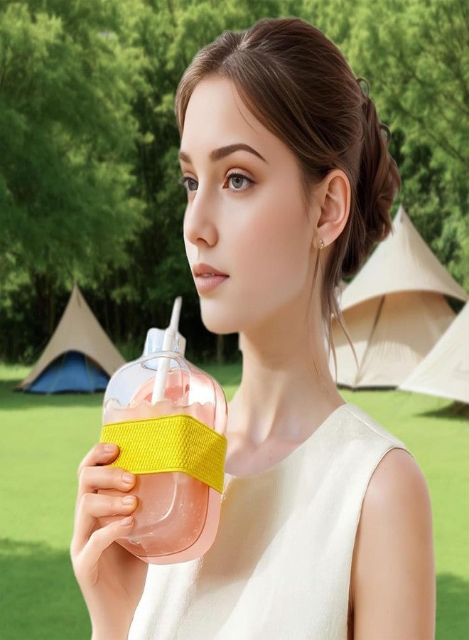 TUPERMAR 2 in 1 Ice Cube Water Bottle with Straw and Lid for Cool Summer, Portable Ice Maker Drink Bottle, Zero Touch Press Ice Cube Mold Tray Cup for Coffee Juice Gym Outdoor Travel - Image 3
