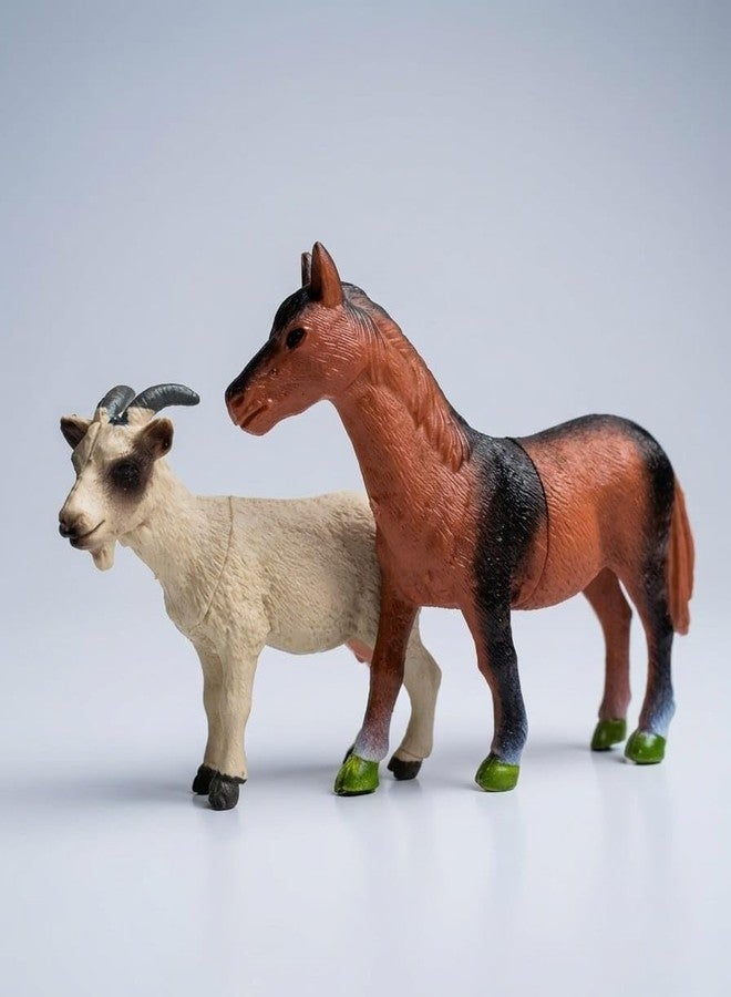 VEDY Farm Animal Toy Set of Horse and Goat Figures, for Kids Aged 5 Years and Above - Image 1