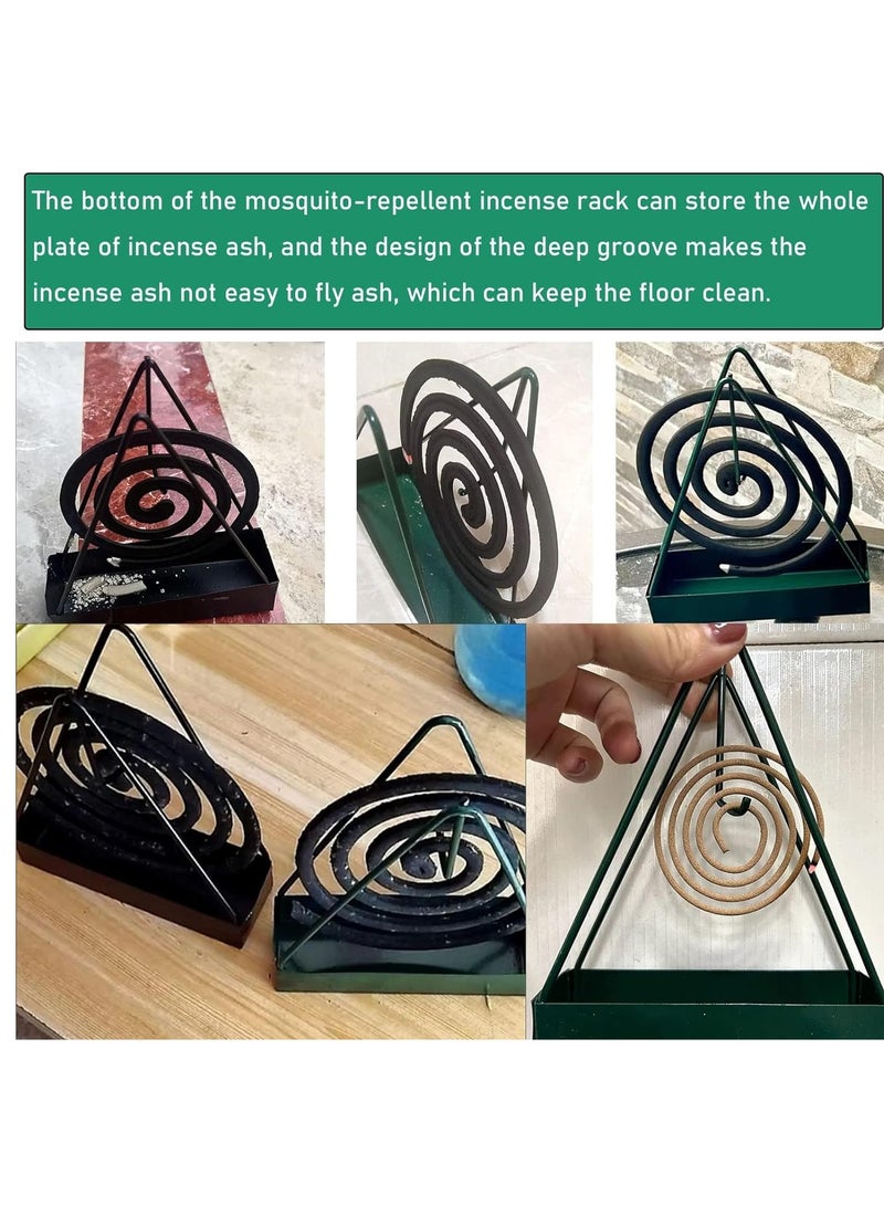 Excefore 2 Pack Coil Insense Burner Mosquito Coils Holder Full Metal Triangular Hanging Coil Tray Ash Catcher Storage Bracket Coil Vertical Stand Support Base for for Indoor Outdoor Camping  - Image 4