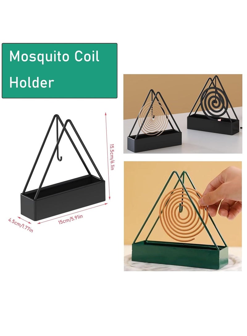 Excefore 2 Pack Coil Insense Burner Mosquito Coils Holder Full Metal Triangular Hanging Coil Tray Ash Catcher Storage Bracket Coil Vertical Stand Support Base for for Indoor Outdoor Camping  - Image 2