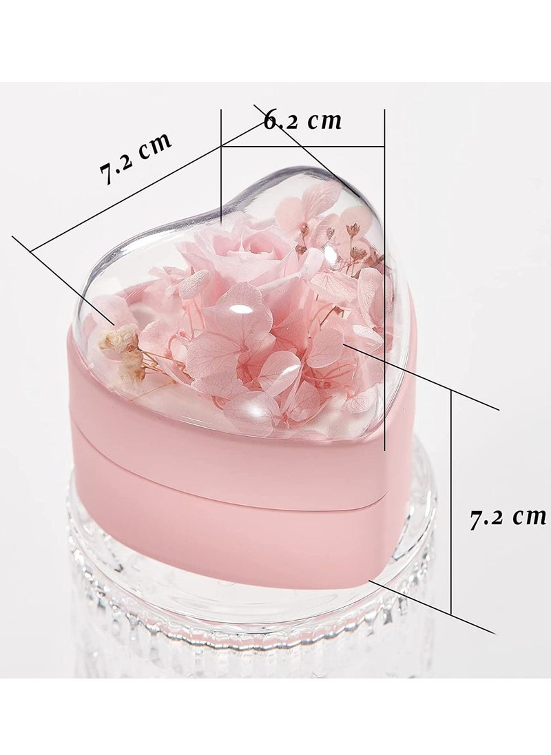 SYOSI - Wedding Ring Box Mini Storage Organizer Velvet Ring Box White Pink Gifts for Women (Pink-Flower Heart Box) - Image 1