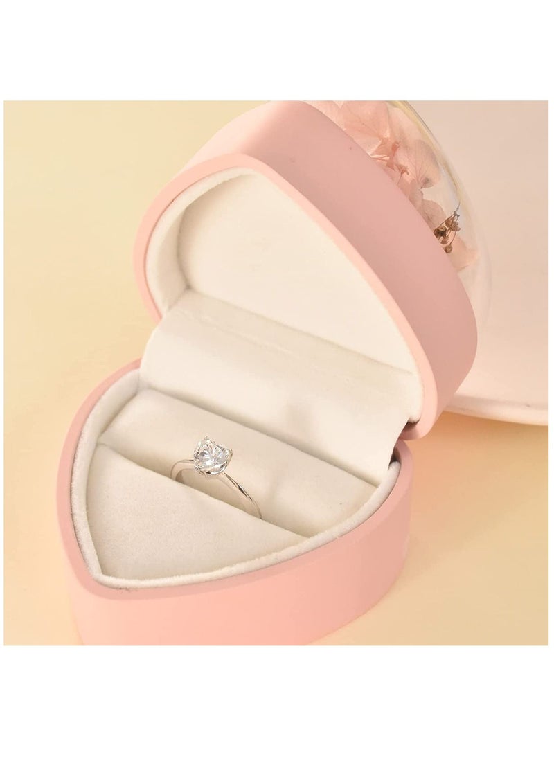 SYOSI - Wedding Ring Box Mini Storage Organizer Velvet Ring Box White Pink Gifts for Women (Pink-Flower Heart Box) - Image 1