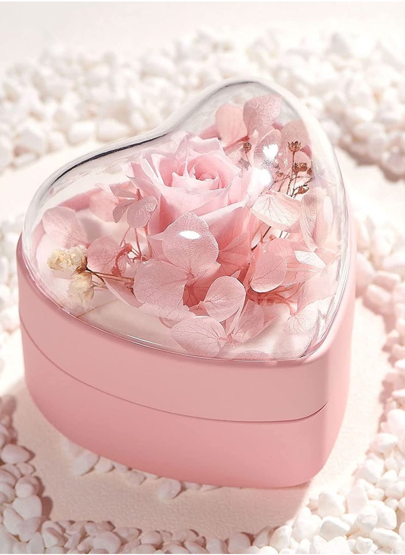 SYOSI - Wedding Ring Box Mini Storage Organizer Velvet Ring Box White Pink Gifts for Women (Pink-Flower Heart Box) - Image 1