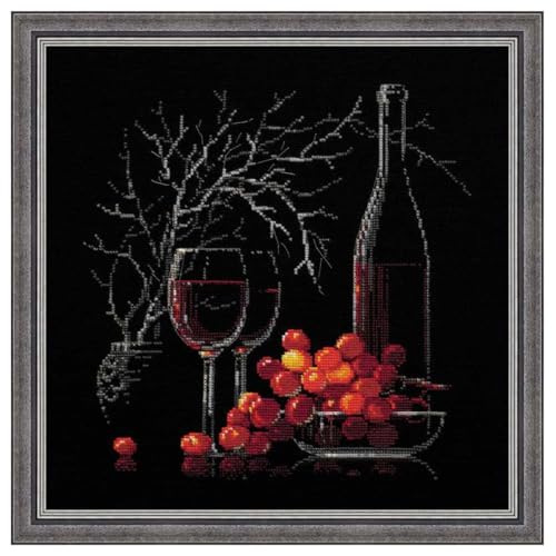 RIOLIS - Still Life with Red Wine 1239, Cross Stitch Kits 11,81" x 11,81", Cross Stitch Kits for Beginners & Advanced, Crossstitching Kit Adult, Embroidery Counted Stitching Kit - Image 1