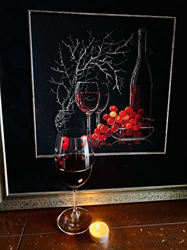 RIOLIS - Still Life with Red Wine 1239, Cross Stitch Kits 11,81" x 11,81", Cross Stitch Kits for Beginners & Advanced, Crossstitching Kit Adult, Embroidery Counted Stitching Kit - Image 4