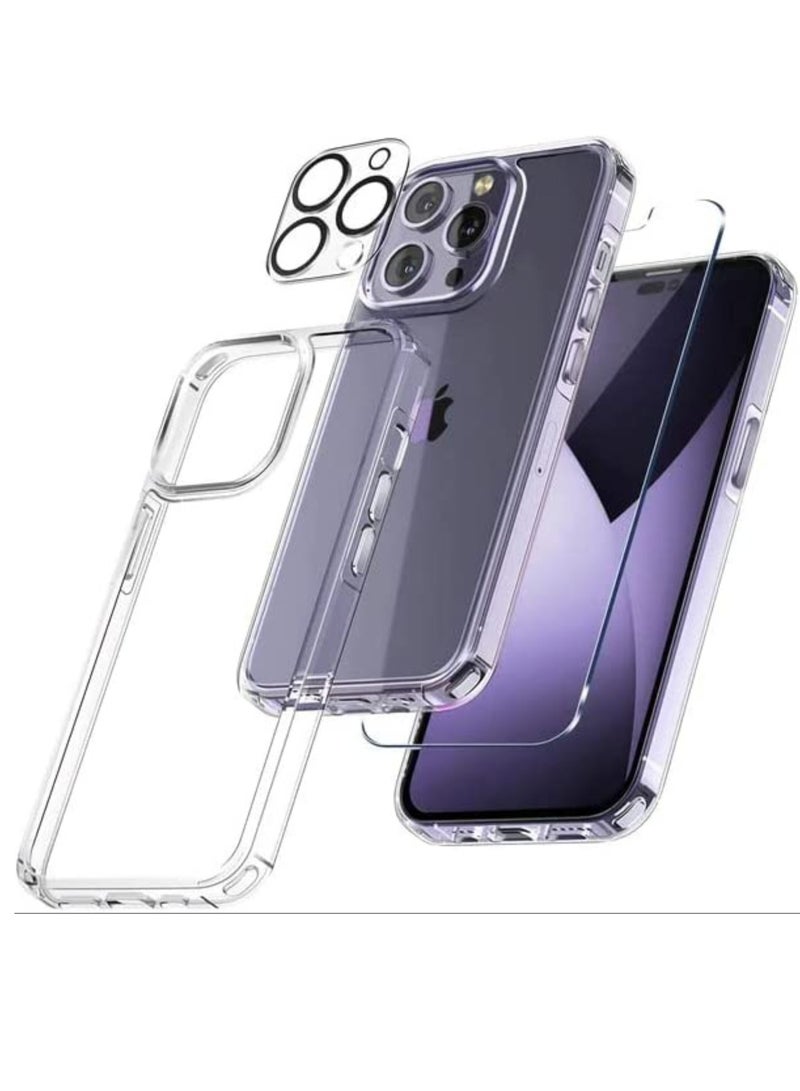 ELTRAZONE [1+1+1] Clear case for iphone 14 Pro MAX,9D screen protector and 9H camera protector - Image 1