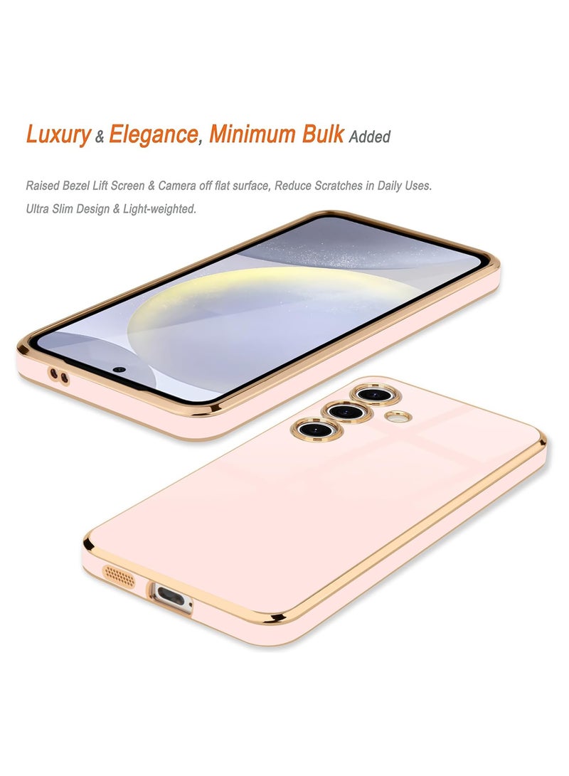Compatible with Samsung A35 cover, smooth veneer gold plated chrome, Black Thin and smooth shock-proof full protection Samsung Galaxy A35 case（Pink） - Image 3