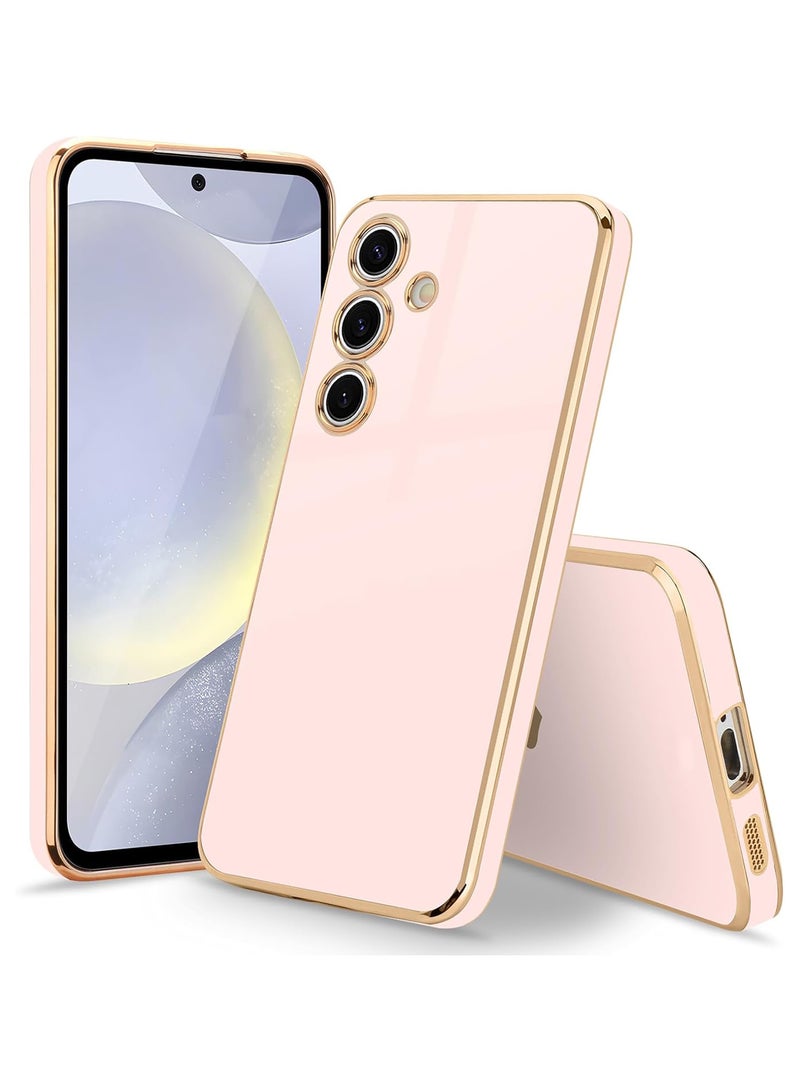 Compatible with Samsung A35 cover, smooth veneer gold plated chrome, Black Thin and smooth shock-proof full protection Samsung Galaxy A35 case（Pink） - Image 5