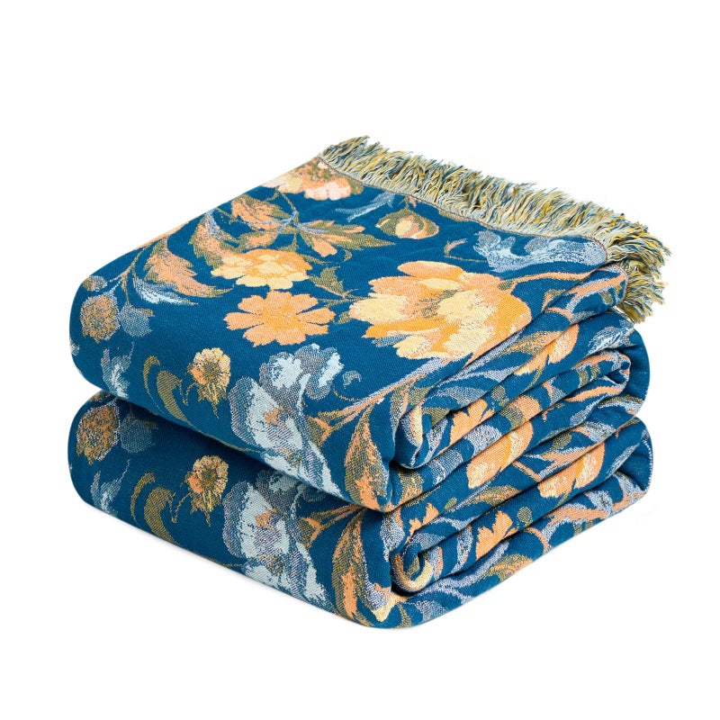 LUTBM Boho Throw Blanket for Bed Cotton Summer Blankets Twin Size for Bedroom Living Room All Season Lightweight Floral Bird Embroidery Breathable Quilt for Couch Sofa Chair 60x80 Home Decor - Image 2