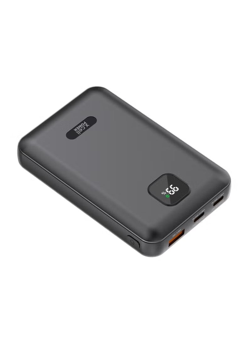 إكسيل بنك طاقة Xcell بسعة 10000 مللي أمبير مع شاشة LED | منفذان USB-C بقوة 30 واط بتقنية الشحن السريع + منفذ USB-A بقوة 18 واط | شحن ثلاثي المنافذ | متوافق مع MacBook Air وiPhone وSamsung Galaxy وiPad Pro | مؤشر دقيق لمستوى البطارية - أسود - Image 2
