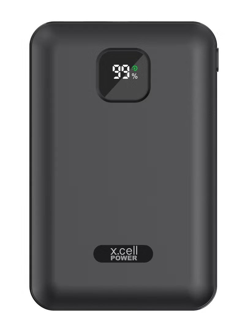 إكسيل بنك طاقة Xcell بسعة 10000 مللي أمبير مع شاشة LED | منفذان USB-C بقوة 30 واط بتقنية الشحن السريع + منفذ USB-A بقوة 18 واط | شحن ثلاثي المنافذ | متوافق مع MacBook Air وiPhone وSamsung Galaxy وiPad Pro | مؤشر دقيق لمستوى البطارية - أسود - Image 3