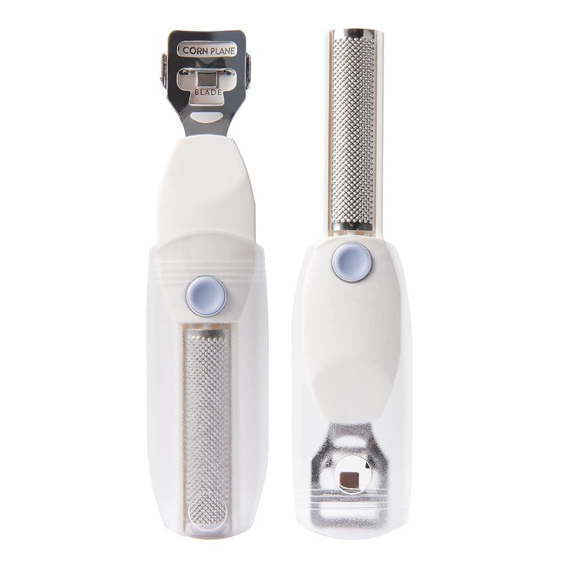 TRIM Foot Callus Shaver  Rasp with Sliding Cover  2in1 Foot Care Tool  Features Slide  Lock Mechanism  Safely Conceals and Protects the End Not in Use  Keeps Your Feet Beautiful and Smooth
