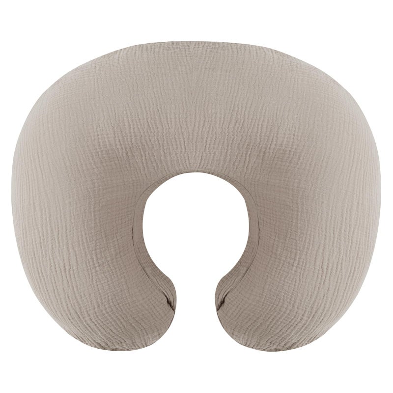 Onacosht Muslin Nursing Pillow Cover Soft 100% Cotton Feeding Pillow Slipcover Fits Standard Infant Nursing Pillow for Baby Boy and Girl, Fog - Image 1