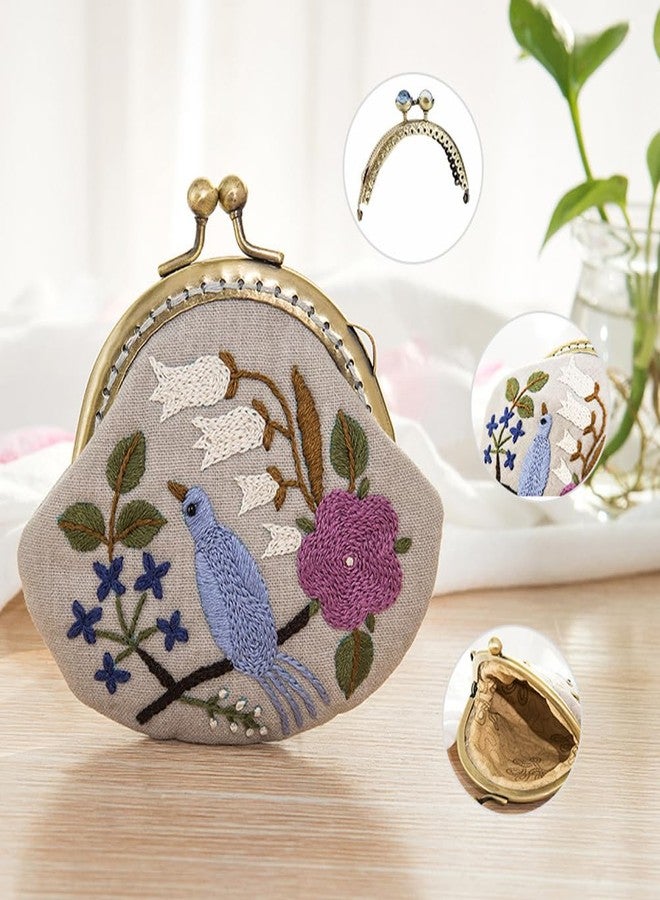 HEALLILY 1 Set Coin Purse Embroidery Pouch Making Kit Lock Embroidery Tool DIY Coin Bag (Birds Style) - Image 5