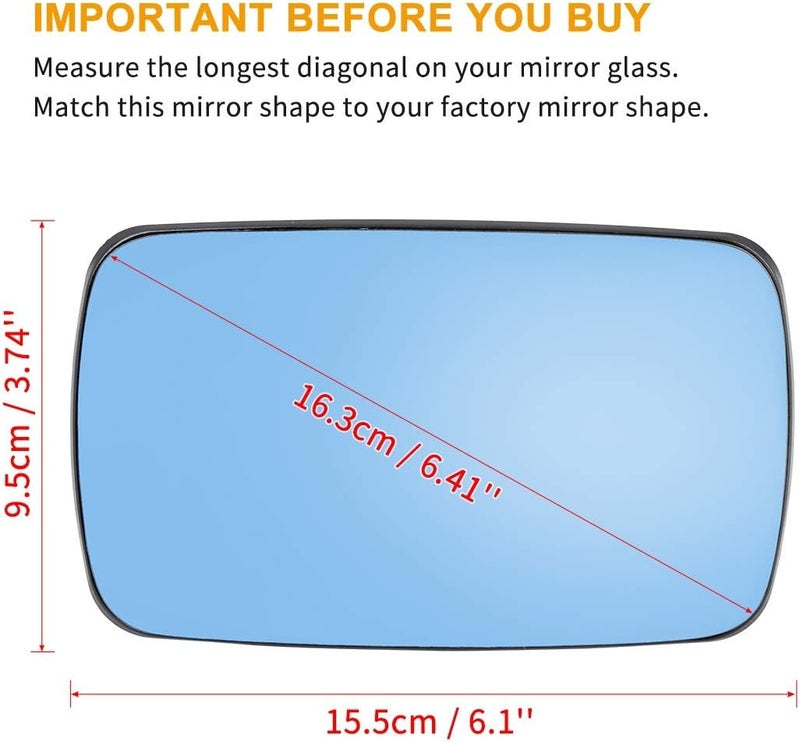 Wivplex Heated Right Side Mirror Glass for BMW 318i 325i 325e (1985-1991) with Backing Plate - Image 5