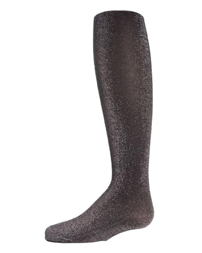 MeMoi Shining Star Shimmer Tights for Girls, Ultra Soft and Lightweight Opaque Girl Tights - Sizes 2-14, Black, 10-12 - Image 1