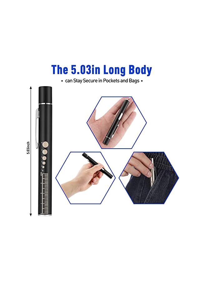 promass Pen Light, Diagnostic Medical Penlight,Reusable LED Penlight,for Students Doctors Nurses with 2 Light LED Sources, USB Rechargeable, Extra Warm Light Bulb, Pocket Clip (2 Pieces) - Image 3