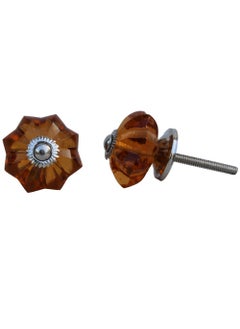 Indian-Shelf IndianShelf 8 Pieces Glass Amber Marigold Flower Drawer Knobs for Kitchen Cabinet Knobs Door Pulls Decorative Dresser Premium Chest 