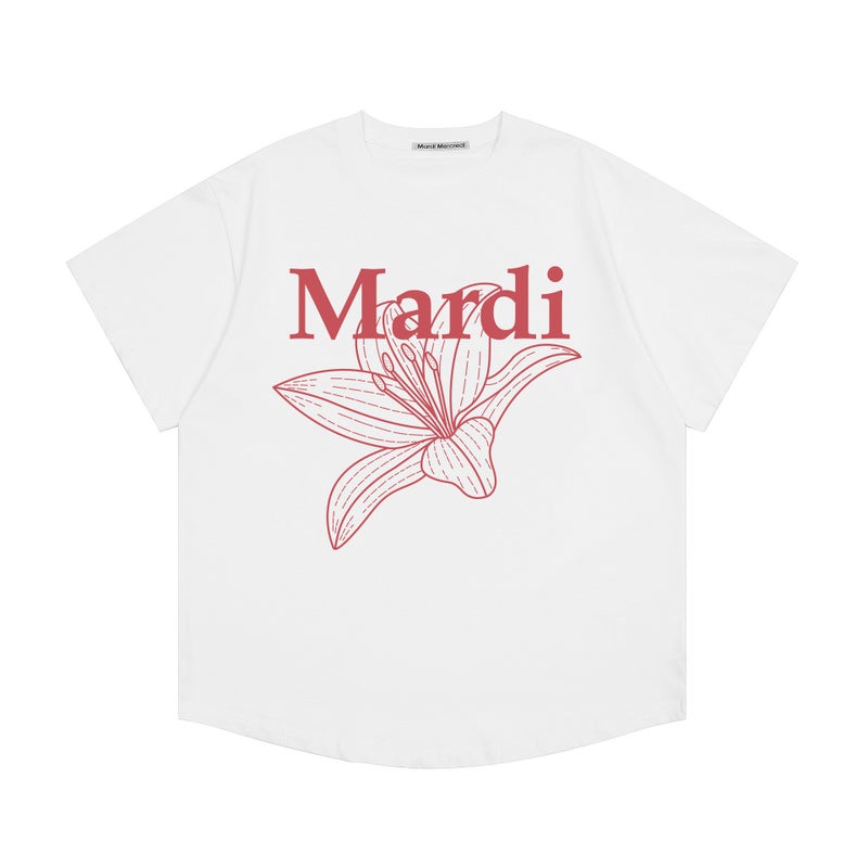 In-Stock Korean Trendy Brand Mardi Short-Sleeve Women''s 25 Summer New Daisy Print Round Neck Pure Cotton Top T-Shirt Wholesale - Image 1