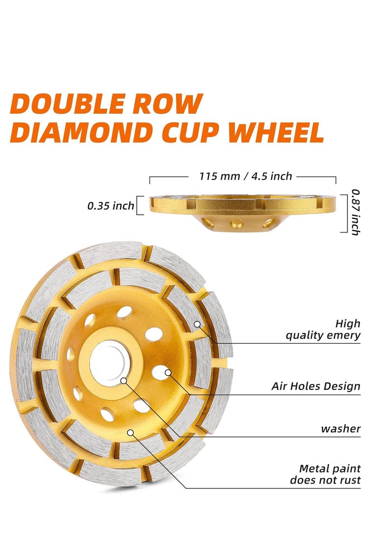 Zikra Concrete Stone Ceramic Turbo Diamond Grinding Cup Wheel Wheels Heavy Duty for Cement Marble Rock Granite Surface Aggressive Polishing 115mm - Image 2