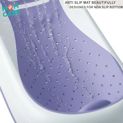 MOM CARE Foldable Baby Bath Support Seat for Newborn (0–6 Months) | Anti-Slip Silicone Baby Bather | Ergonomic Infant Bath Seat for Sink, Tub & Floor | Portable Newborn Bath Support Chair | Blue - Image 5