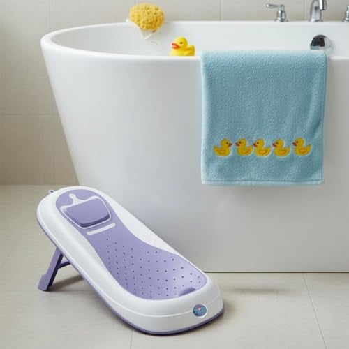MOM CARE Foldable Baby Bath Support Seat for Newborn (0–6 Months) | Anti-Slip Silicone Baby Bather | Ergonomic Infant Bath Seat for Sink, Tub & Floor | Portable Newborn Bath Support Chair | Blue - Image 2