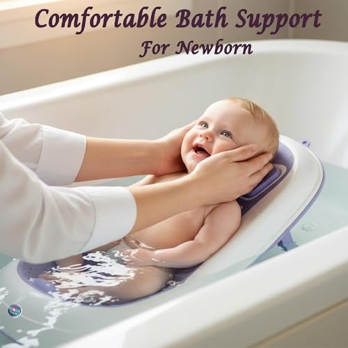 MOM CARE Foldable Baby Bath Support Seat for Newborn (0–6 Months) | Anti-Slip Silicone Baby Bather | Ergonomic Infant Bath Seat for Sink, Tub & Floor | Portable Newborn Bath Support Chair | Blue - Image 4