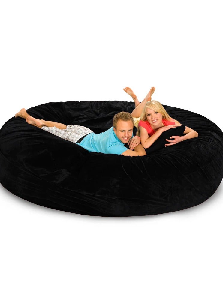 Comfy INDULGE WITH YOUR FAMILY GAMING AND GIANT BLACK VELVET BED BEAN BAG WITH PILLOW - Image 1