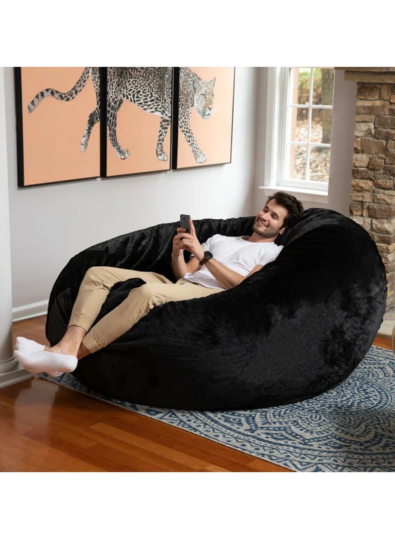 Comfy INDULGE WITH YOUR FAMILY GAMING AND GIANT BLACK VELVET BED BEAN BAG WITH PILLOW - Image 2