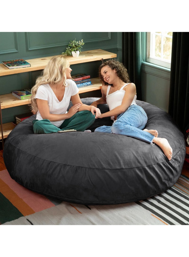 Comfy INDULGE WITH YOUR FAMILY GAMING AND GIANT BLACK VELVET BED BEAN BAG WITH PILLOW - Image 3