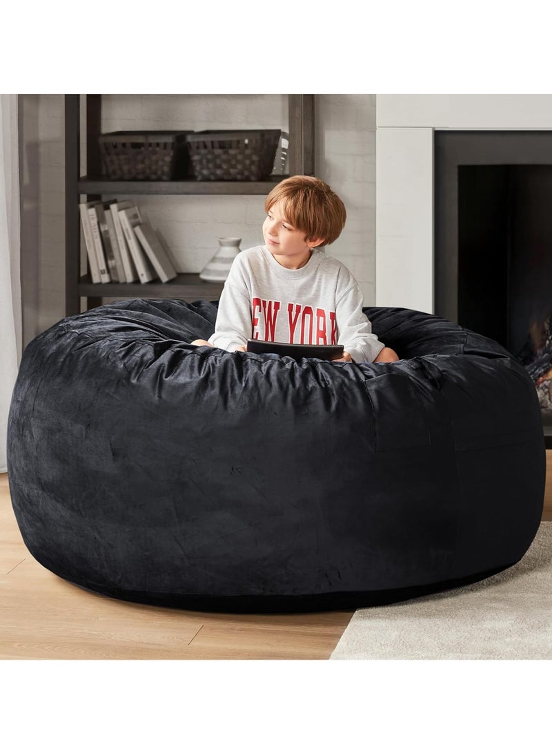 Comfy INDULGE WITH YOUR FAMILY GAMING AND GIANT BLACK VELVET BED BEAN BAG WITH PILLOW - Image 4