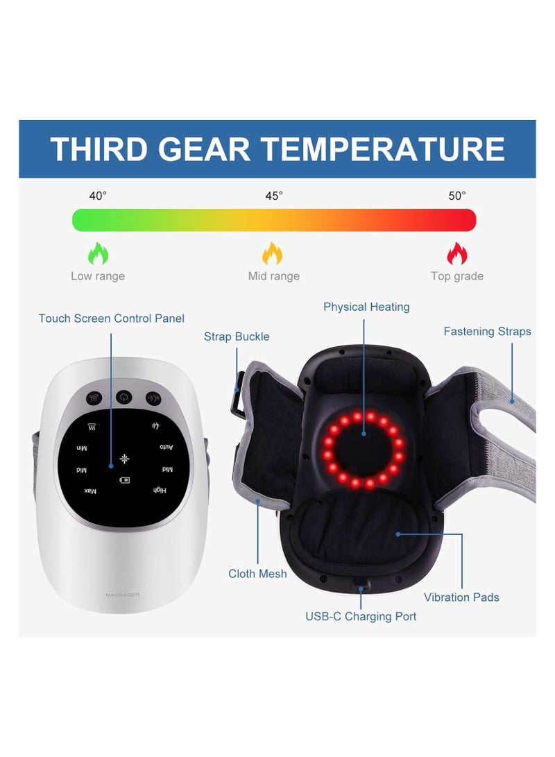 Cordless Adjustable Temperature Knee Massager With Infrared Heat And Vibration With Clear Visible LED Screen For Swelling Stiff Pain Joints - Image 3
