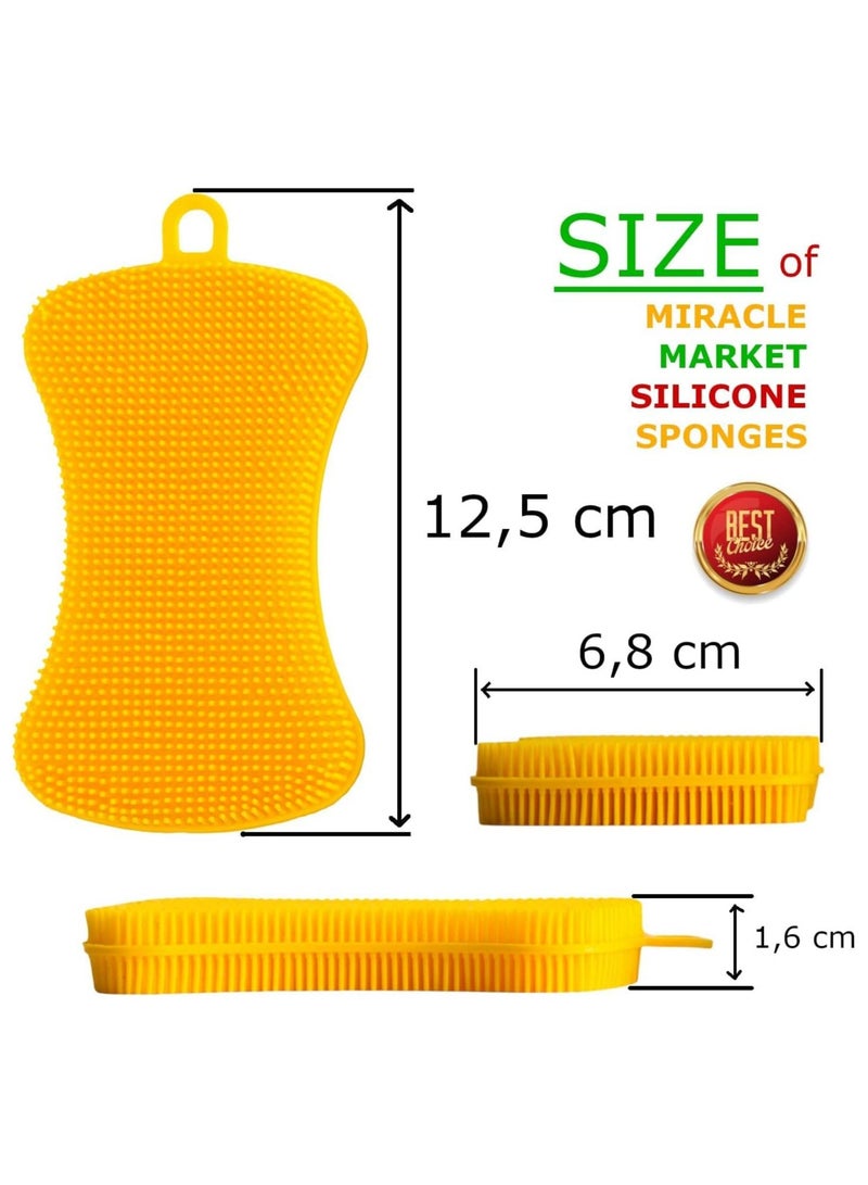 Oasisgalore 3 Pcs Silicone Kitchen Scrubber - Multi-functional Cleaning Brush with Silicon Carbide Sponge - Image 4